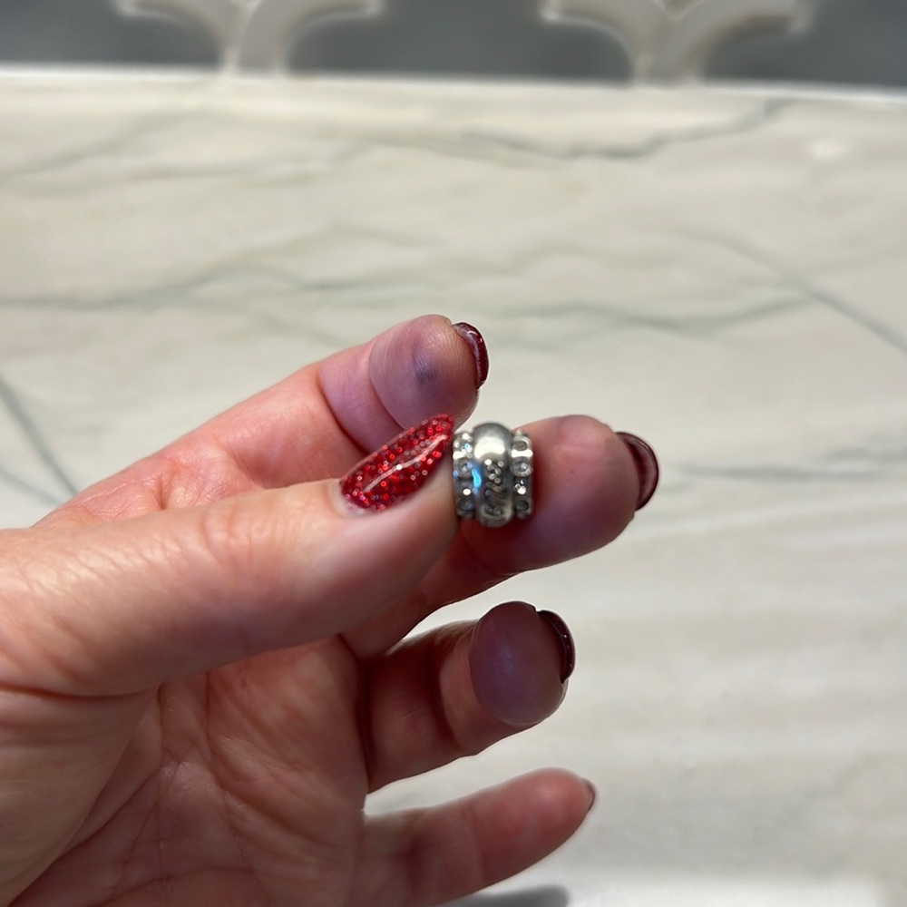 Brighton spacer for MOM.  Silver plated with Rhinestones.